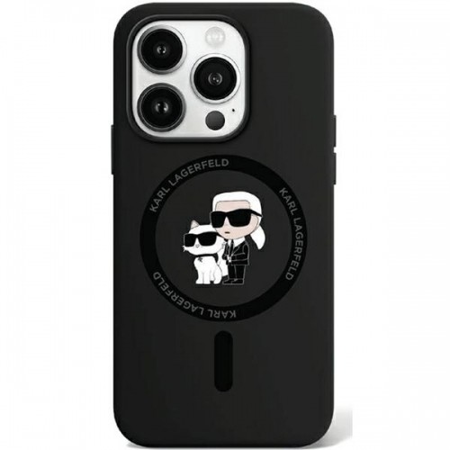 Karl Lagerfeld KLHMP15XSCMKCRHK iPhone 15 Pro Max 6.7" czarny|black hardcase Silicone Karl & Choupette Ring MagSafe image 1