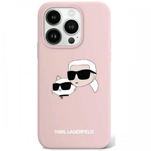 Karl Lagerfeld KLHMP15LSKCHPPLP iPhone 15 Pro 6.1" różowy|pink hardcase Silicone Karl & Choupette MagSafe image 1