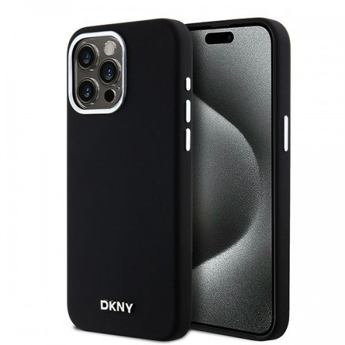 DKNY DKHMP14XSMCHLK iPhone 14 Pro Max 6.7" czarny|black hardcase Liquid Silicone Small Metal Logo MagSafe image 1