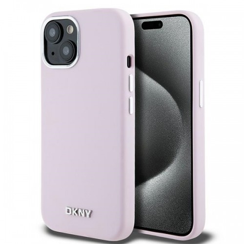 DKNY DKHMP14SSMCHLP iPhone 14 | 15 | 13 6.1" różowy|pink hardcase Liquid Silicone Small Metal Logo MagSafe image 1