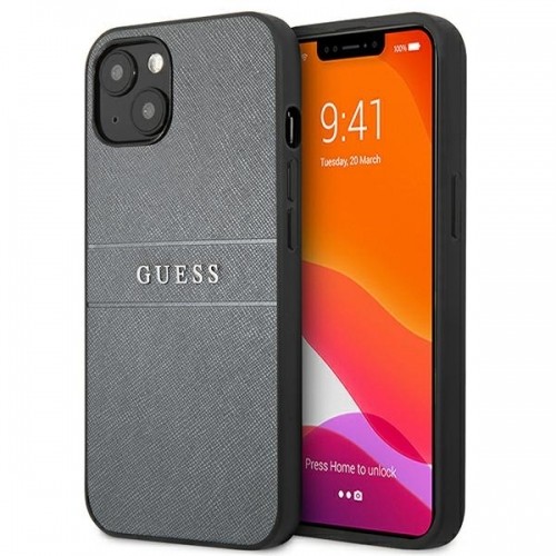 GUHCP13MPSASBGR Guess PU Leather Saffiano Case for iPhone 13 Grey image 1