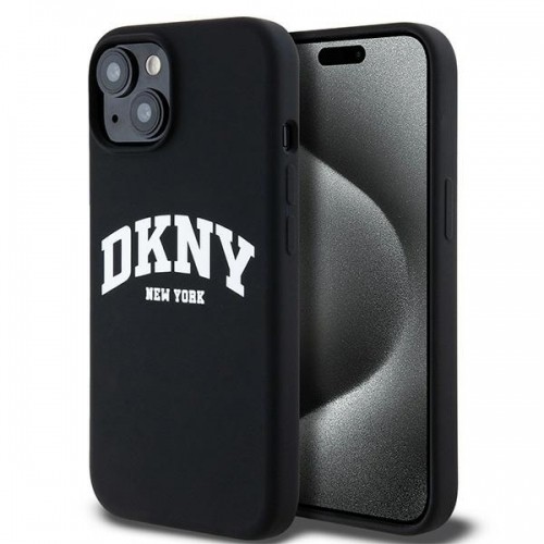 DKNY DKHMP15SSNYACH iPhone 15 | 14 | 13 6.1" czarny|black hardcase Liquid Silicone White Printed Logo MagSafe image 1