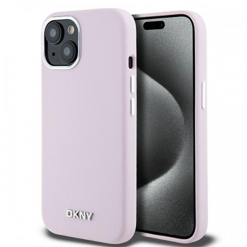 DKNY DKHMP15SSMCHLP iPhone 15 | 14 | 13 6.1" różowy|pink hardcase Liquid Silicone Small Metal Logo MagSafe image 1