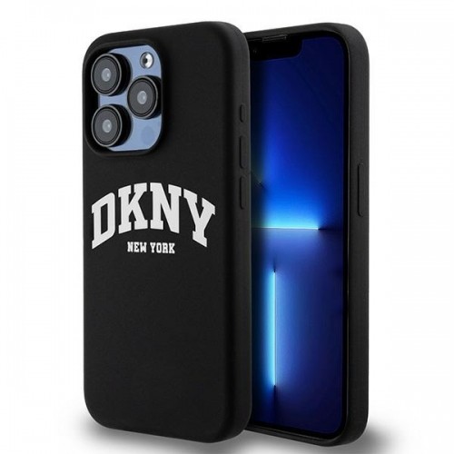 DKNY DKHMP15LSNYACH iPhone 15 Pro 6.1" czarny|black hardcase Liquid Silicone White Printed Logo MagSafe image 1