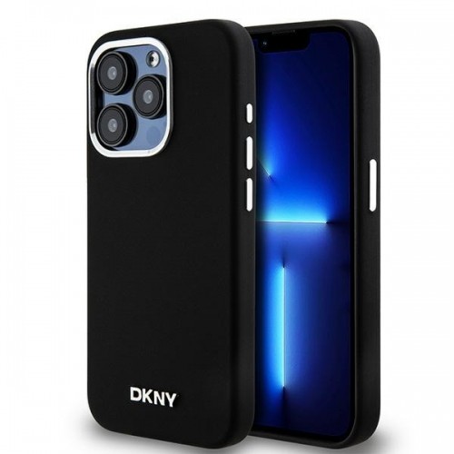 DKNY DKHMP15LSMCHLK iPhone 15 Pro 6.1" czarny|black hardcase Liquid Silicone Small Metal Logo MagSafe image 1