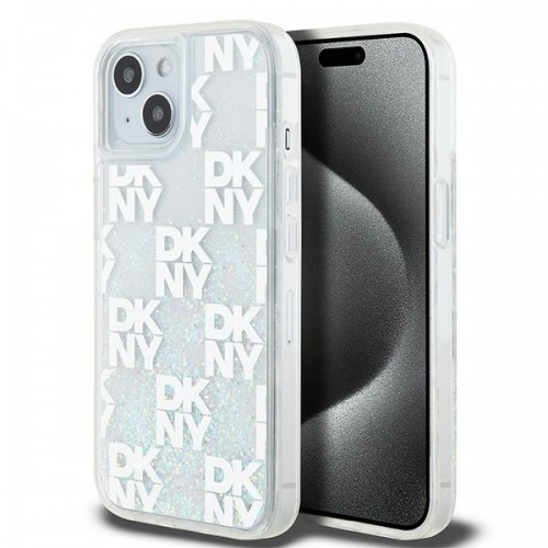 DKNY DKHCP15SLCPEPT iPhone 15 | 14 | 13 6.1" biały|white hardcase Liquid Glitter Multilogo image 1