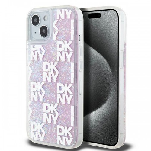 DKNY DKHCP15SLCPEPP iPhone 15 | 14 | 13 6.1" różowy|pink hardcase Liquid Glitter Multilogo image 1