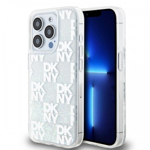 DKNY DKHCP15LLCPEPT iPhone 15 Pro 6.1" biały|white hardcase Liquid Glitter Multilogo image 1