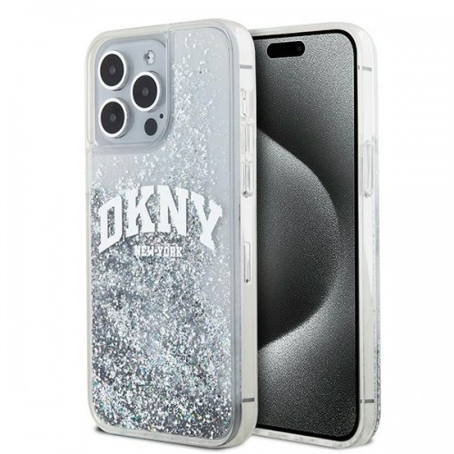 DKNY DKHCP15LLBNAET iPhone 15 Pro 6.1" biały|white hardcase Liquid Glitter Big Logo image 1
