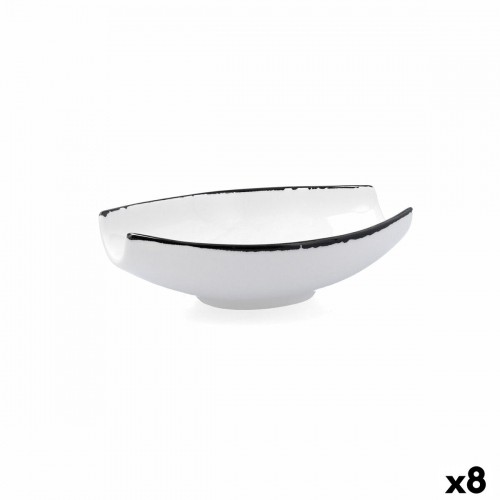 Bowl Ariane Vital Filo White Black Ceramic 19 x 13,5 cm (8 Units) image 1