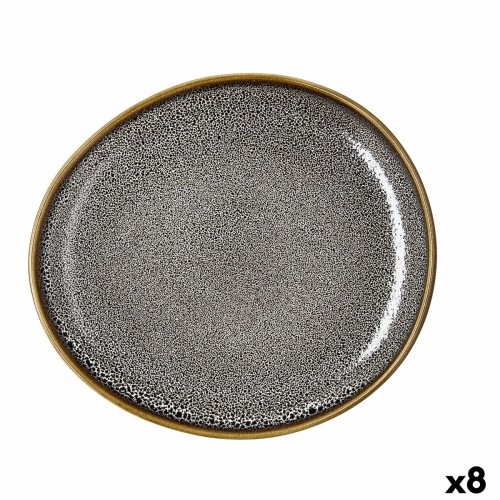Flat Plate Ariane Jaguar Freckles Brown Ceramic Oval 25 cm (8 Units) image 1