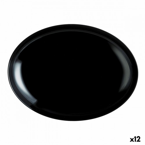 Flat Plate Luminarc Friends Time Black Glass 30 x 26 cm Meat (12 Units) image 1