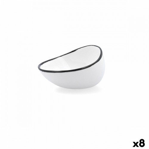Bowl Ariane Vital Filo White Black Ceramic 12,5 cm (8 Units) image 1