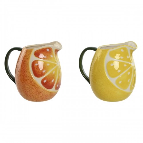 Krūka Home ESPRIT Keramika Moderns Citrona Oranžs (2 gb.) image 1
