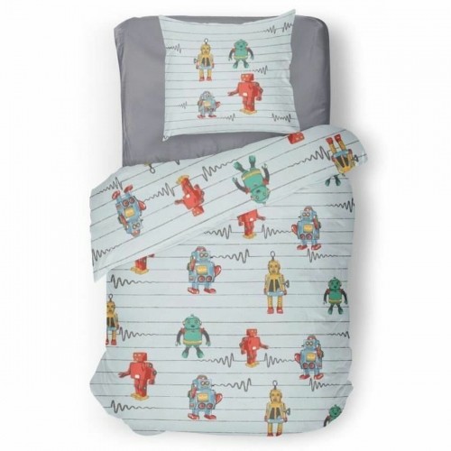 Duvet cover set Roupillon robot Grey 140 x 200 cm 2 Pieces image 1