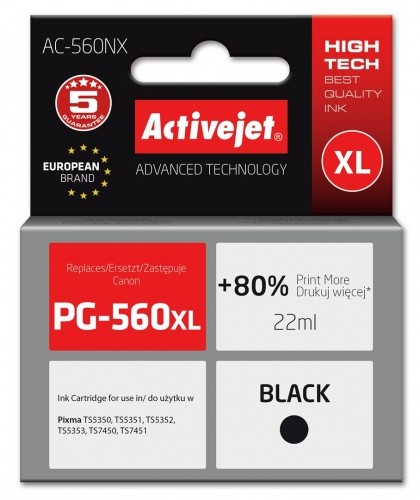 Activejet AC-560NX Printer Ink for Brother, Replacement Canon PG-560XL; Supreme; 22 ml; black image 1