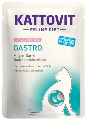 KATTOVIT Feline Diet Gastro Salmon with rice - wet cat food - 85g image 1