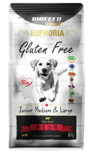 BIOFEED Euphoria Gluten Free Junior medium & large Beef - dry dog food - 2kg image 1