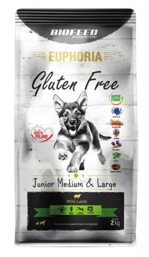 BIOFEED Euphoria Gluten Free Junior medium & large Lamb - dry dog food - 2kg image 1