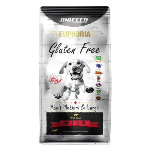 BIOFEED Euphoria Gluten Free Adult medium & large Beef - dry dog food - 12kg image 1