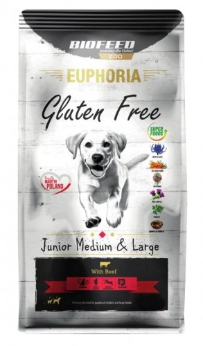 BIOFEED Euphoria Gluten Free Junior medium & large Beef - dry dog food - 12kg image 1