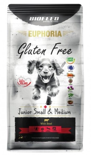 BIOFEED Euphoria Gluten Free Junior small & medium Beef - dry dog food - 12kg image 1