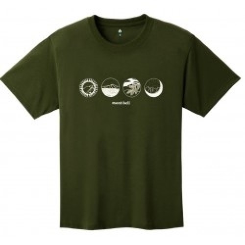 Mont-bell Krekls WICKRON T-Shirt MOUNTAIN SCENES XL Dark Green image 1