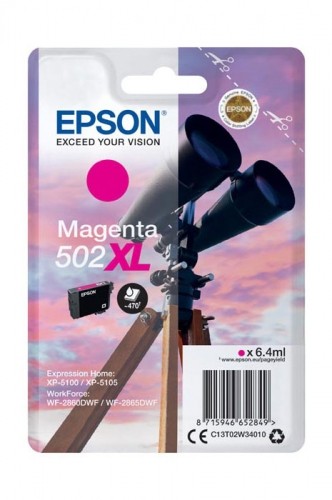 Original Ink- Magenta Epson 502XL (T02W3, C13T02W34010) image 1