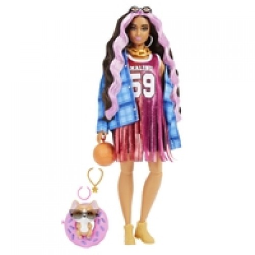 Mattel Doll Barbie Extra Sports dress | Black and pink hair image 1