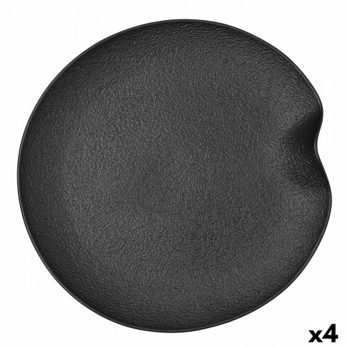 Uzkodu paplāte Bidasoa Fosil Melns Keramika Alumīnija oksīds 31,4 x 31,2 x 4 cm (4 gb.) image 1