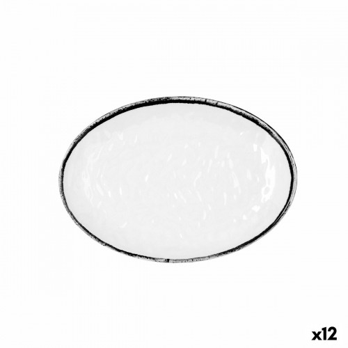 Плоская тарелка Quid Select Filo Белый Чёрный Пластик 21,3 x 15 cm (12 штук) image 1