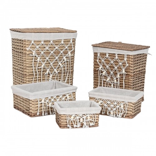 Laundry basket Home ESPRIT White Natural wicker Shabby Chic 47 x 35 x 55 cm 5 Pieces image 1