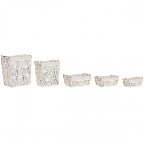 Laundry basket Home ESPRIT White Natural Metal Shabby Chic 42 x 32 x 51 cm 5 Pieces image 1