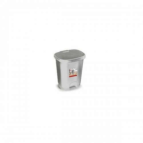 Waste bin with pedal Plastic Forte 1230712 Aluminium 10 L Silver image 1