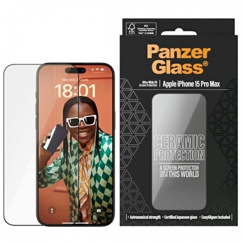 PanzerGlass Ceramic Protection iPhone 15 Pro Max 6.7" Ultra-Wide-Fit Screen Protection Easy Aligner Included 2840 image 1