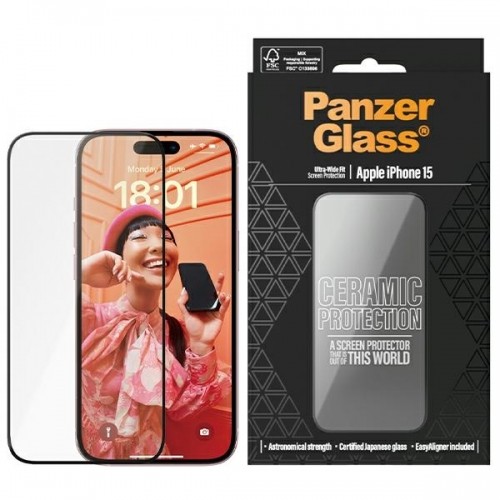 PanzerGlass Ceramic Protection iPhone 15 6.1" Ultra-Wide-Fit Screen Protection Easy Aligner Included 2837 image 1