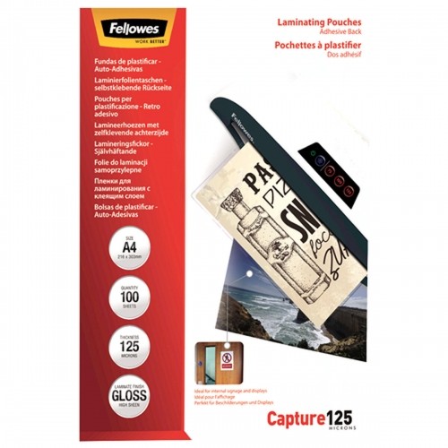 Laminating sleeves Fellowes 5328901 Transparent A4 (100 Units) image 1