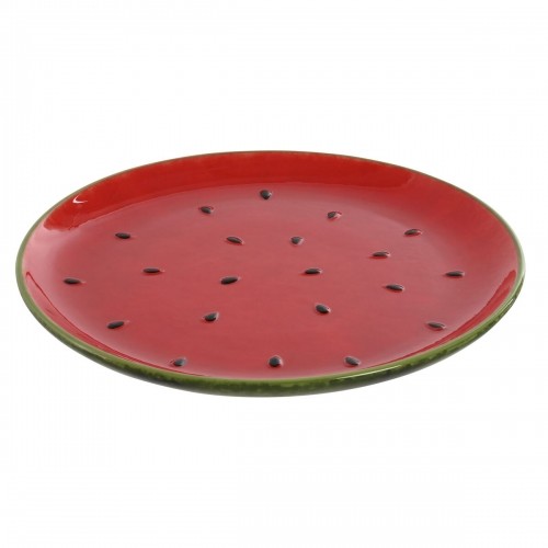 Плоская тарелка Home ESPRIT Красный Зеленый Керамика Арбуз 27,5 x 27,5 x 3 cm image 1
