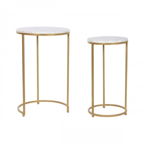 Set of 2 tables Home ESPRIT Golden Metal Marble 40 x 40 x 64 cm image 1