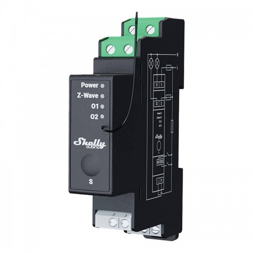 2-channel DIN rail relay with energy measurement Shelly Qubino Pro 2PM image 1