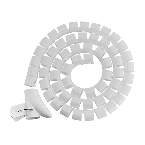 Hismart Cable Management - Coiled Tube Cable Sleeve, White, 30mm, 1m image 1