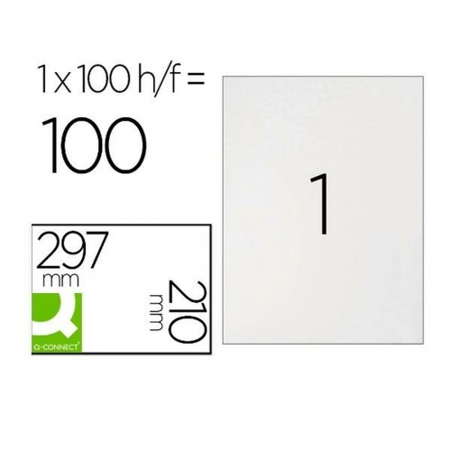 Клейкие этикетки Q-Connect KF10664 Белый 100 Листья 210 x 297 mm image 1