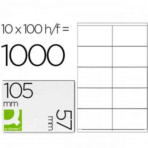 Uzlīmes Q-Connect KF10658 Balts 100 Loksnes 105 x 57 mm image 1