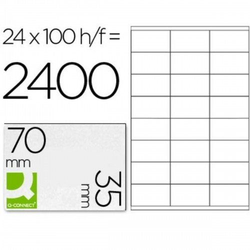 Uzlīmes Q-Connect KF10645 Balts 100 Loksnes 70 x 35 mm image 1