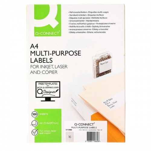 Adhesive labels Q-Connect KF01584 White 100 Sheets 99,1 x 33,9 mm image 1