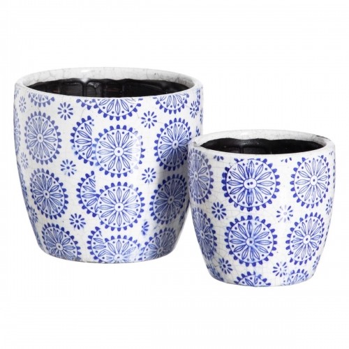 Set of Planters Blue Terracotta 19 x 19 x 17 cm Circular (2 Units) image 1