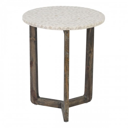 Side table Brown Beige Mother of pearl MDF Wood 45 x 45 x 55 cm image 1