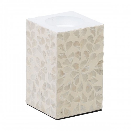 Candleholder Beige Mother of pearl MDF Wood 10,5 x 10,5 x 16 cm image 1