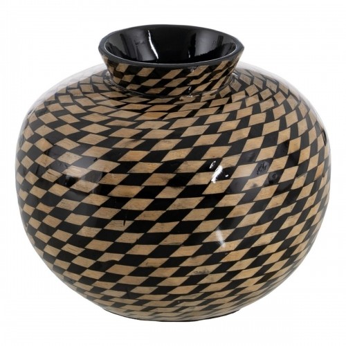 Vase Black Beige Bamboo 26 x 26 x 22 cm image 1