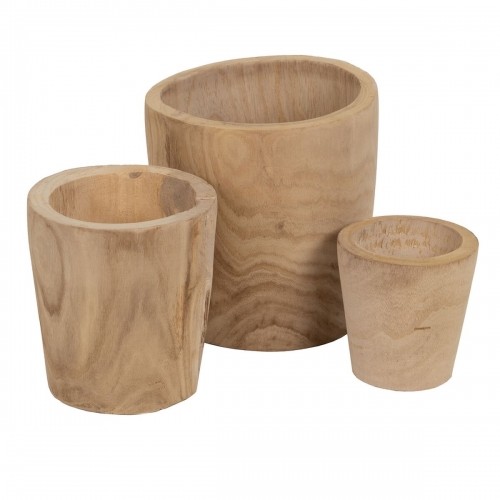 Set of Planters Natural Paolownia wood 32 x 32 x 32 cm (3 Units) image 1